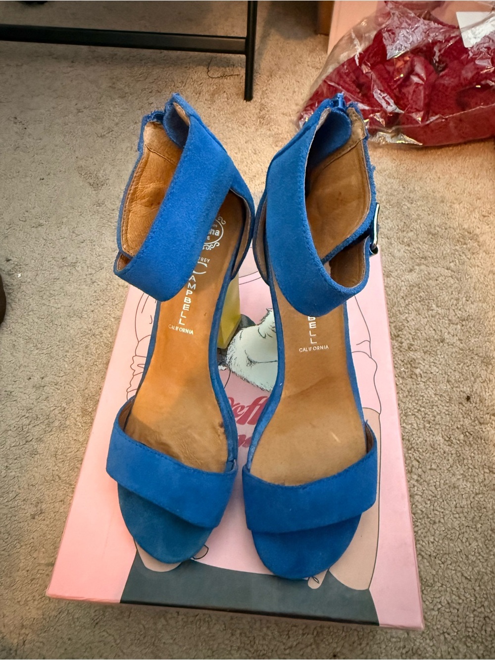 Jeffrey Campbell Electric Blue Suede Ankle-Strap Heels